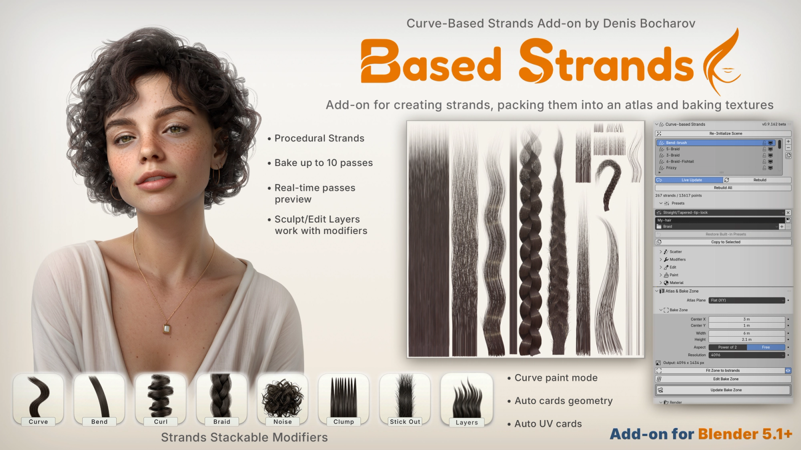 Curve-BStrands - Blender Addon