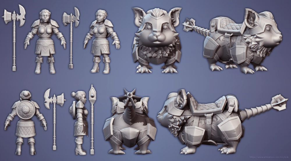 Dwarven Hamster Rider - PBR Stylized Character breakdown