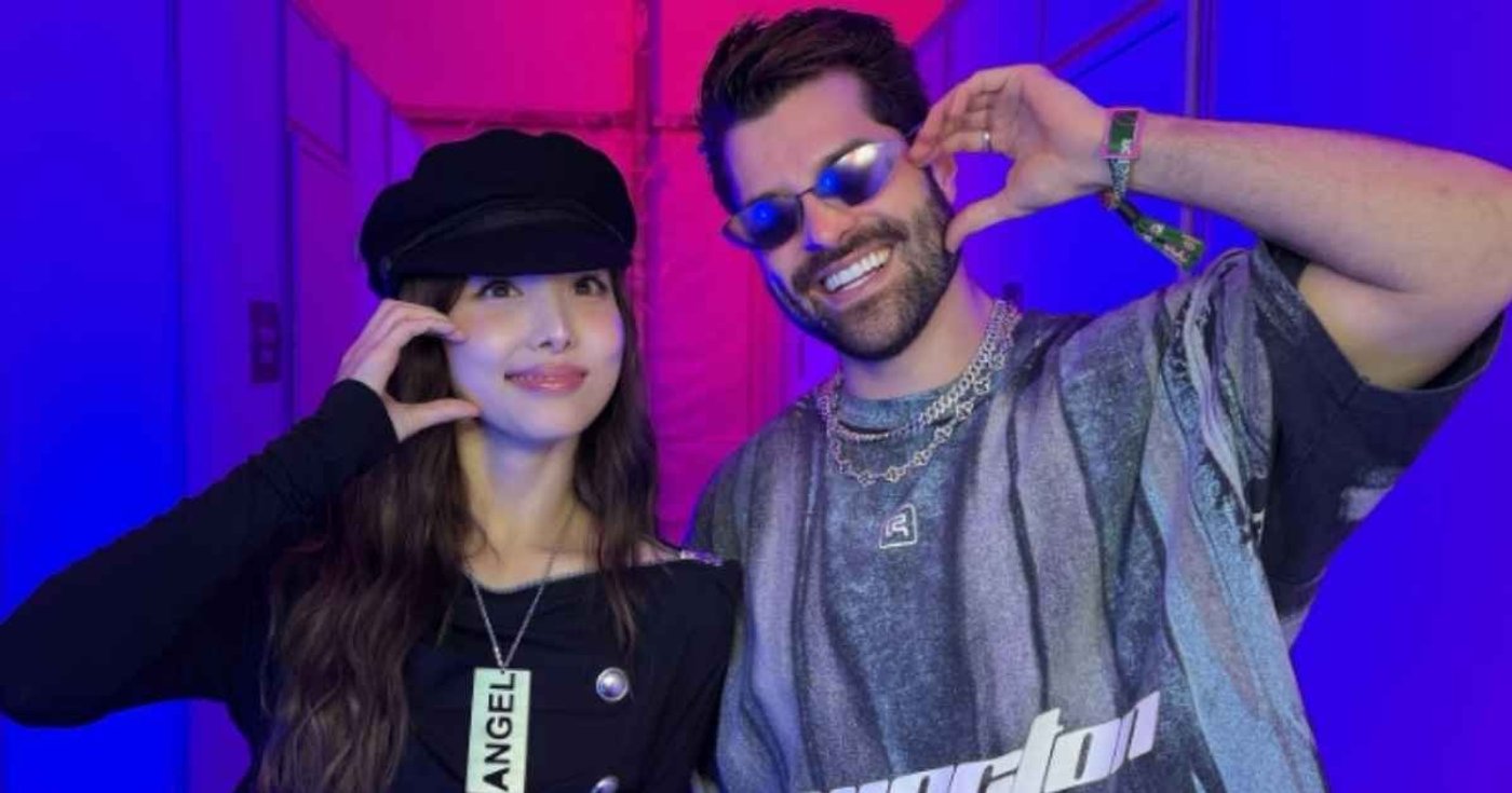 Nayeon e Alok juntos nos bastidores do EDC Korea