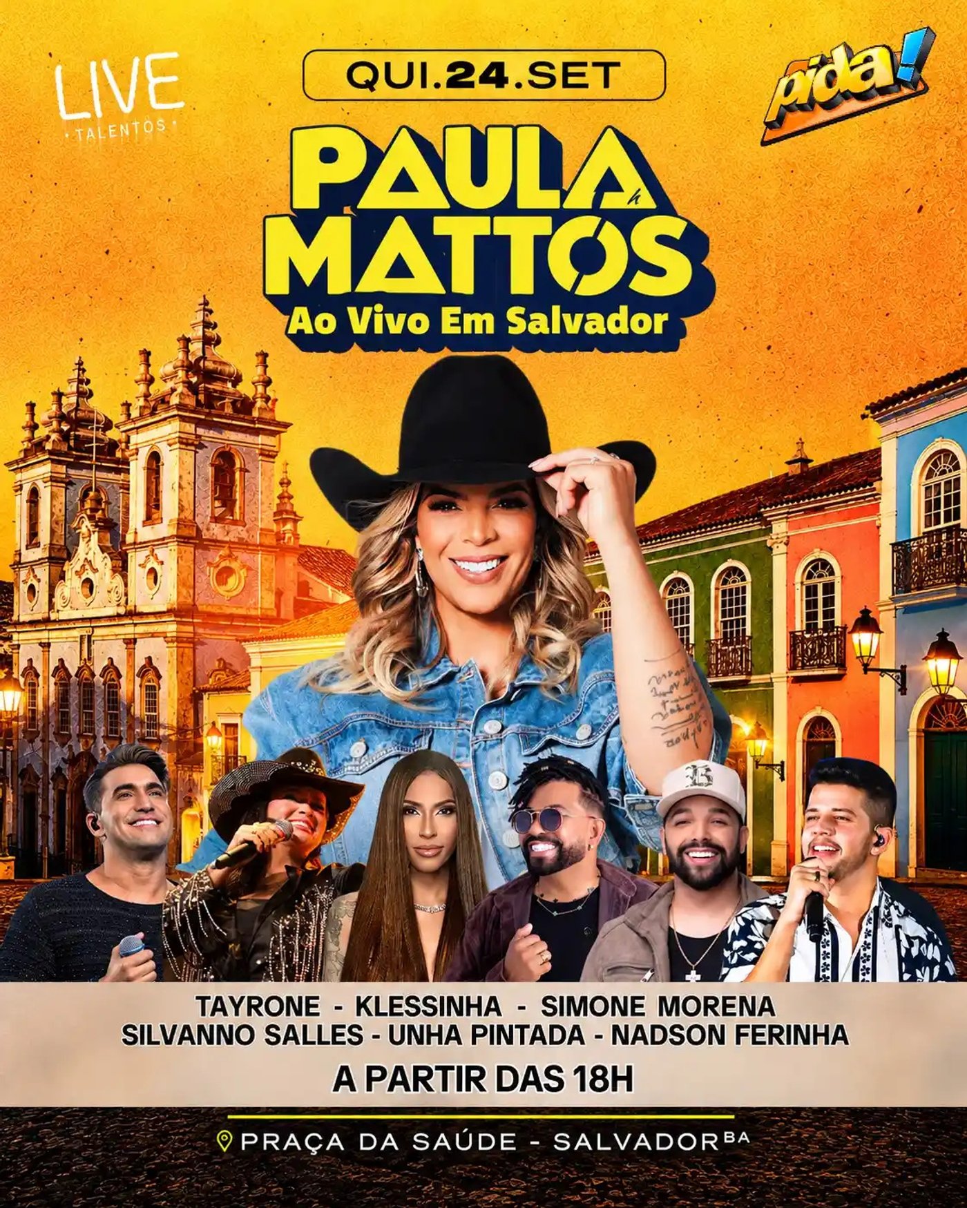 Cartaz de Paula Mattos ao Vivo em Salvador com os seis convidados