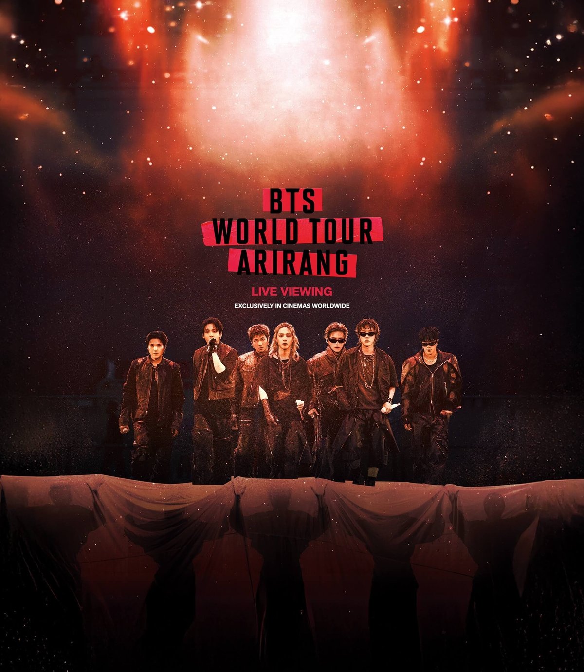 Cartaz da transmissão da turnê ARIRANG do BTS nos cinemas