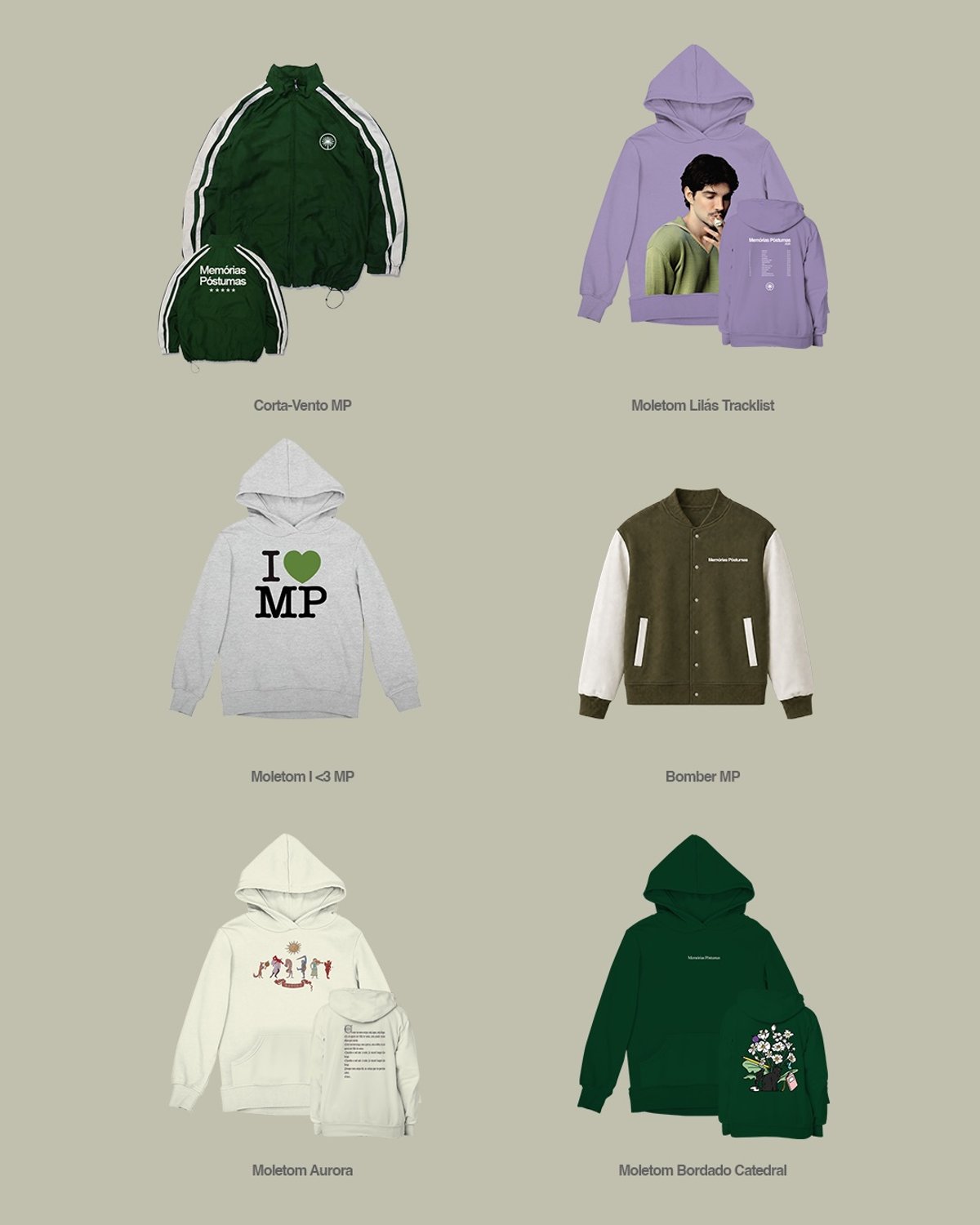 Catálogo de roupas da loja temporária de Jão