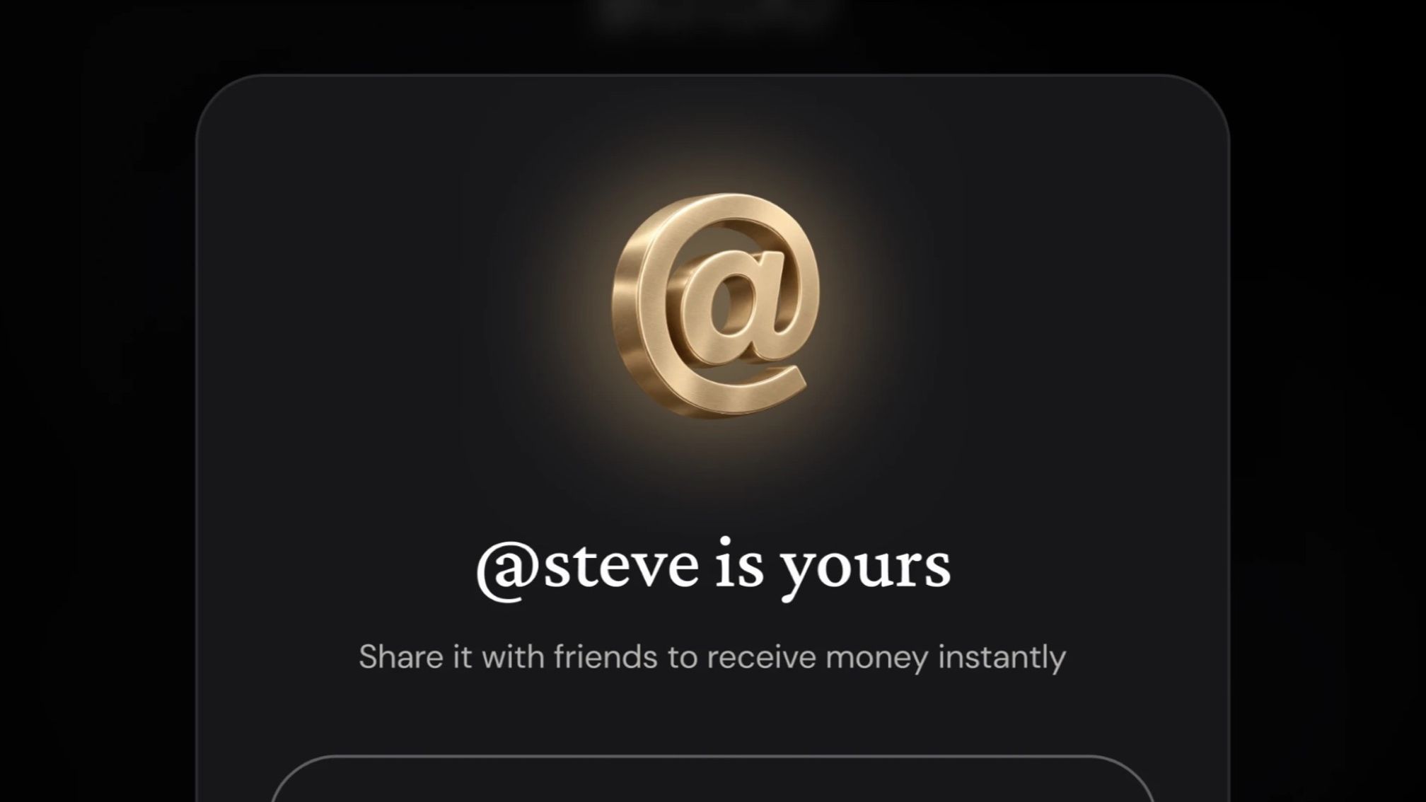 Gold @ symbol above the message “@steve is yours” in the ether.fi app