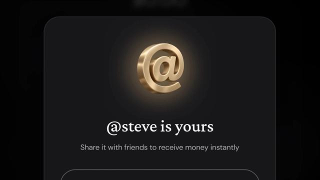 Gold @ symbol above the message “@steve is yours” in the ether.fi app