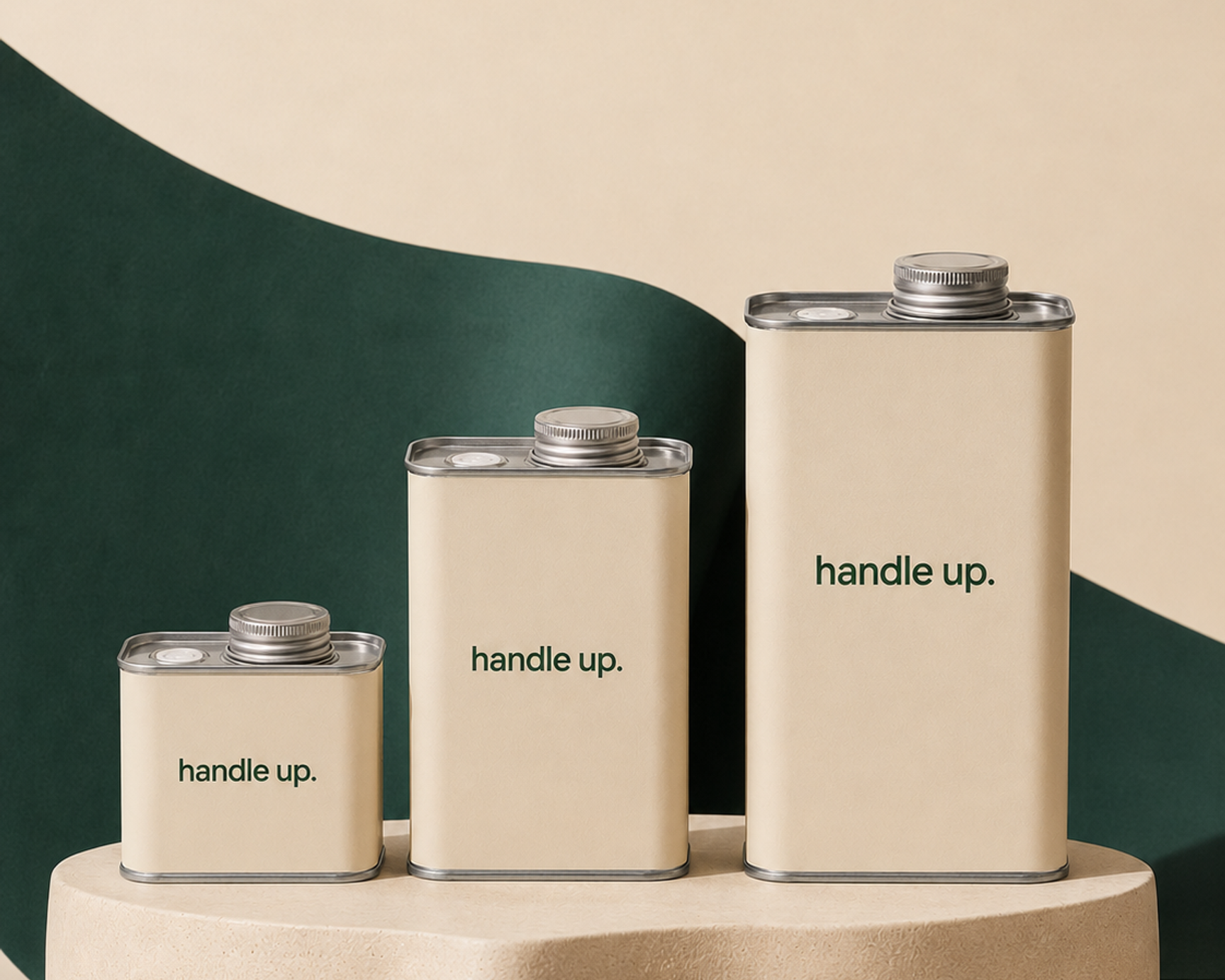Custom screw cap tins shown in three sizes