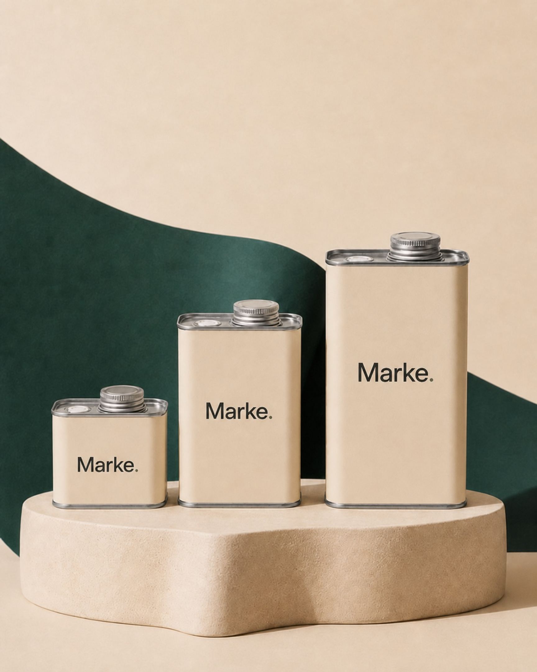 Custom screw cap tins shown in three sizes