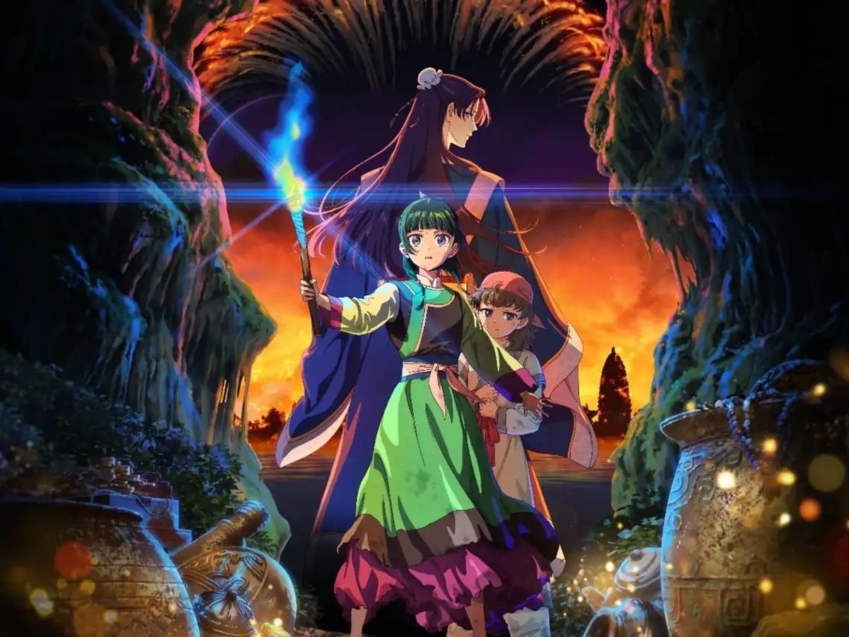 Visual do filme Kusuriya no Hitorigoto: Bouhi no Hihou com Mao Mao, Jinshi e o tesouro escondido