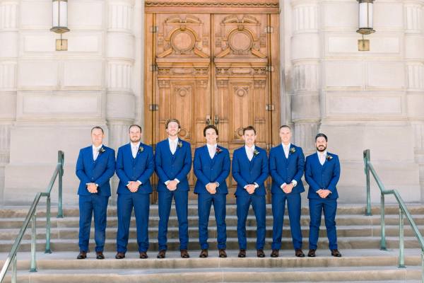 Real wedding, groom in a Bright Blue suit