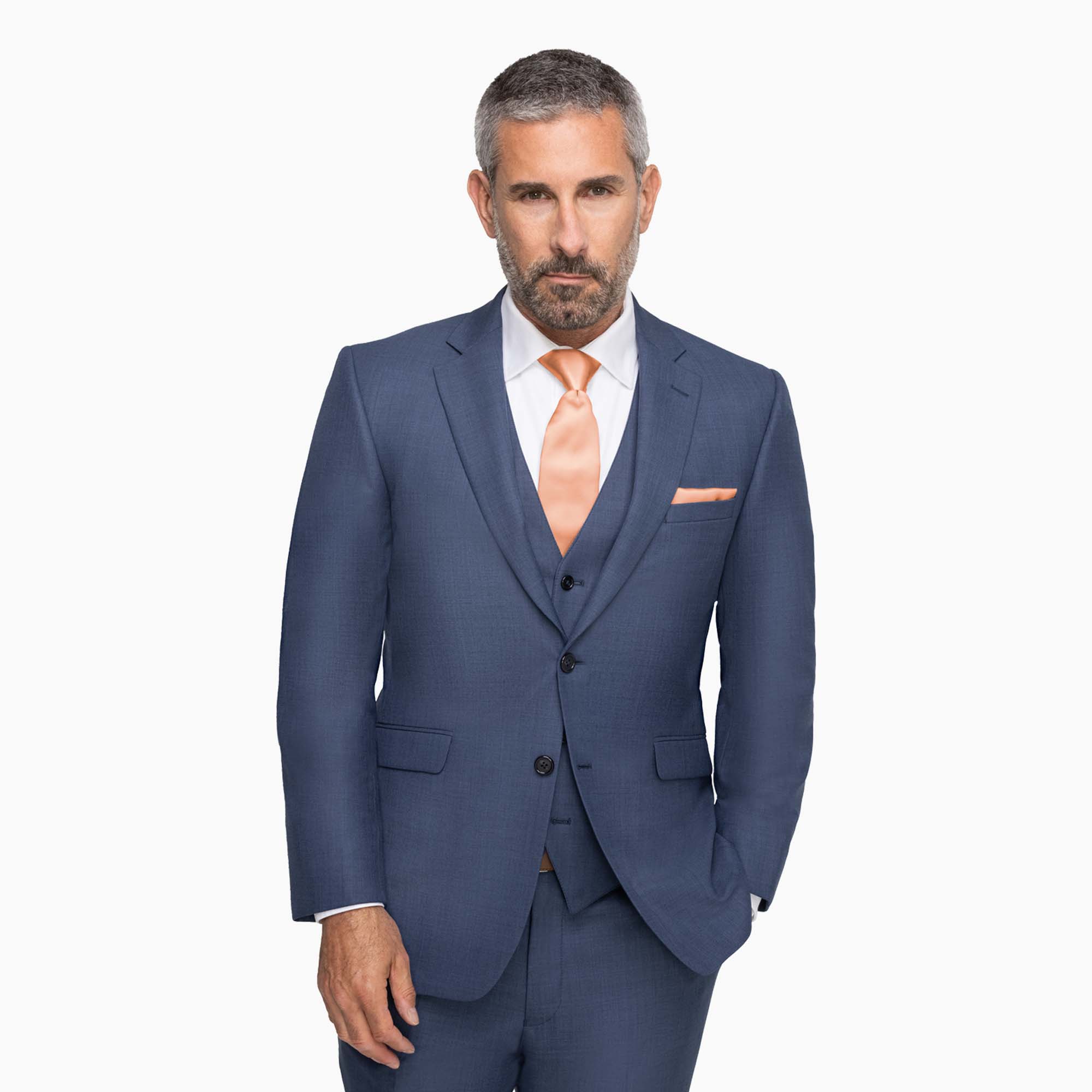 Allure Dark Blue notch lapel Suit on a male model