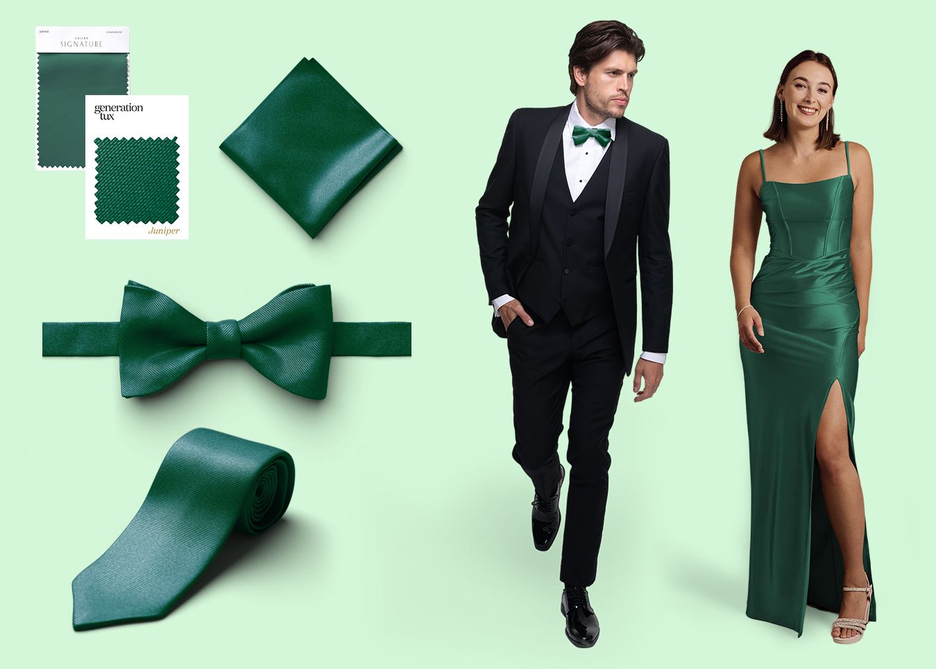 Generation Tux and David's Bridal Juniper accessories and dress