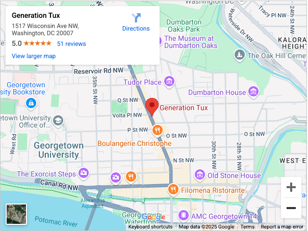 Generation Tux Washington DC Showroom for wedding suit and tuxedo rentals