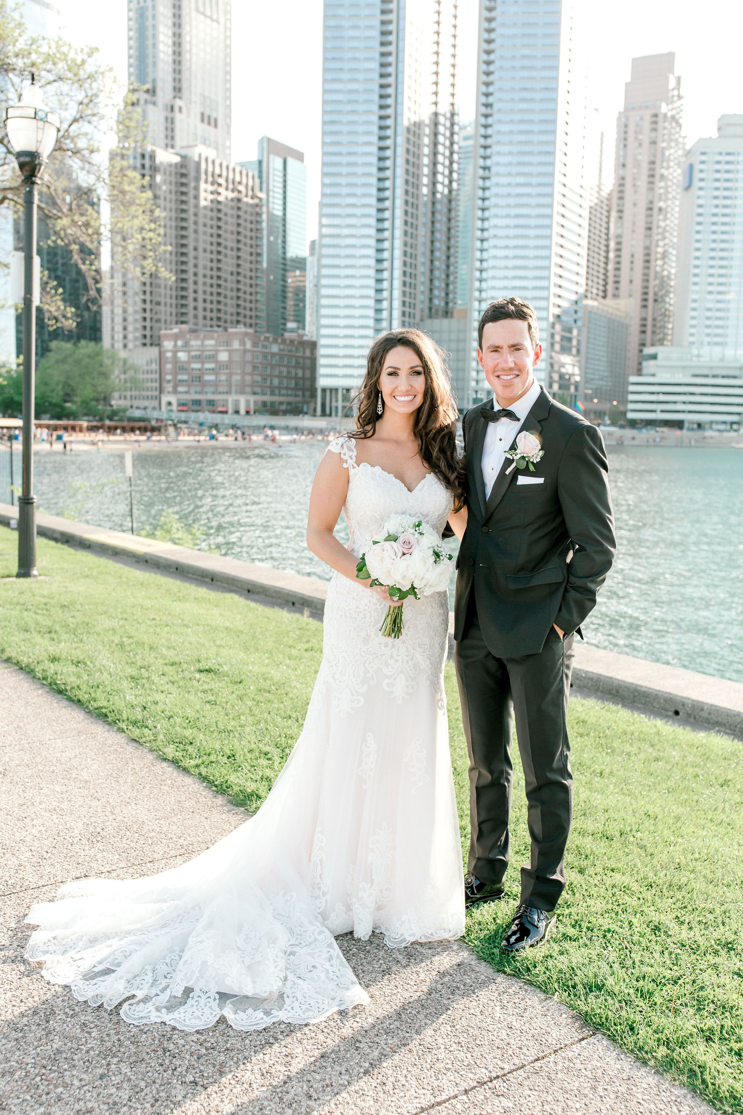 Bride and Groom in Black Tuxedo 