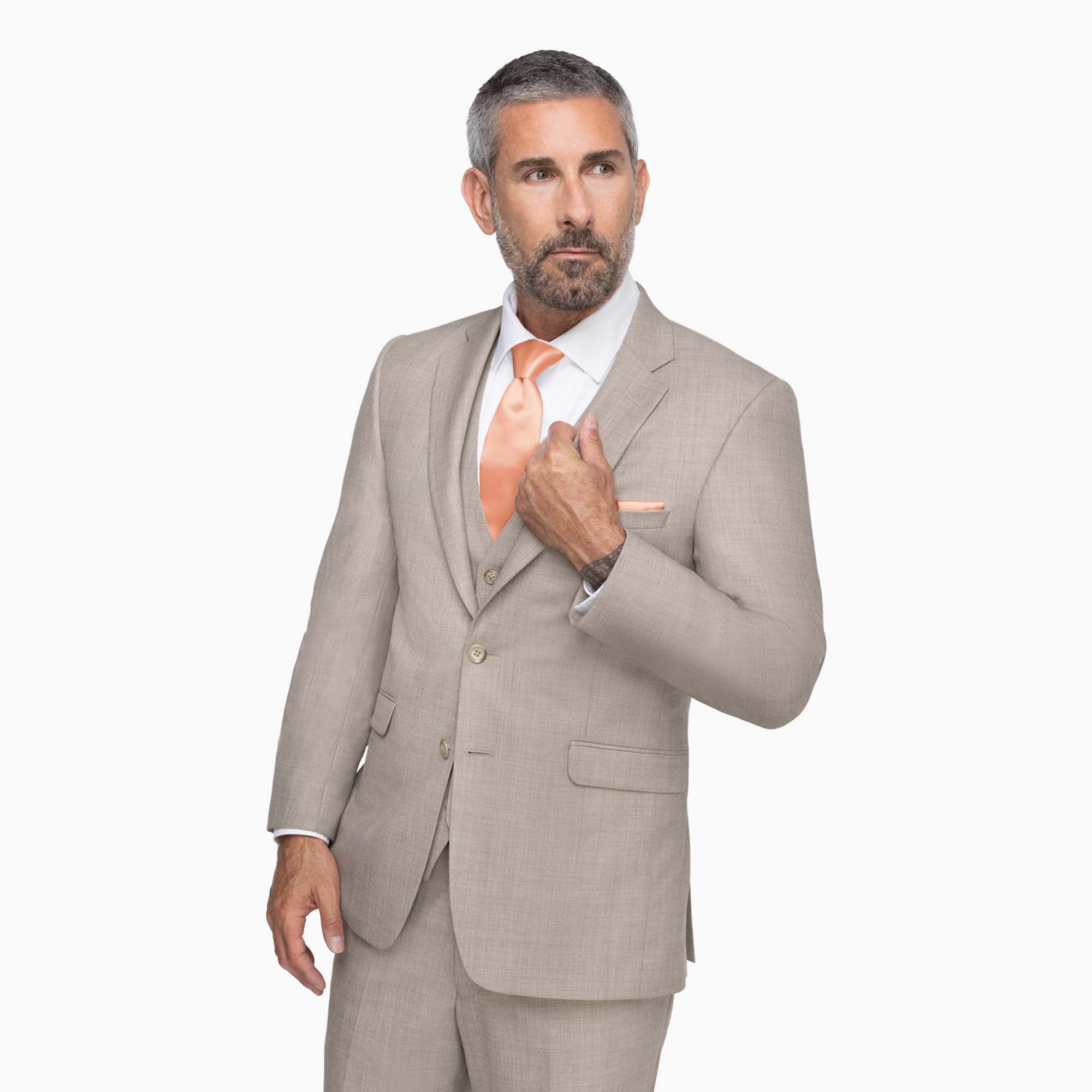 Allure Beige notch lapel Suit on a male model