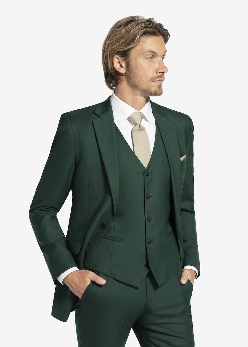 Hunter Green notch lapel suit on male model