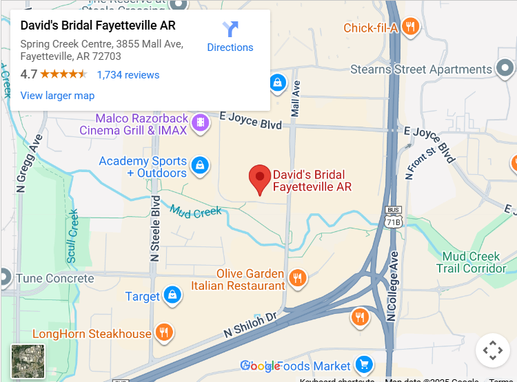 Suit & Tuxedo Rental Showroom in Fayetteville, AR