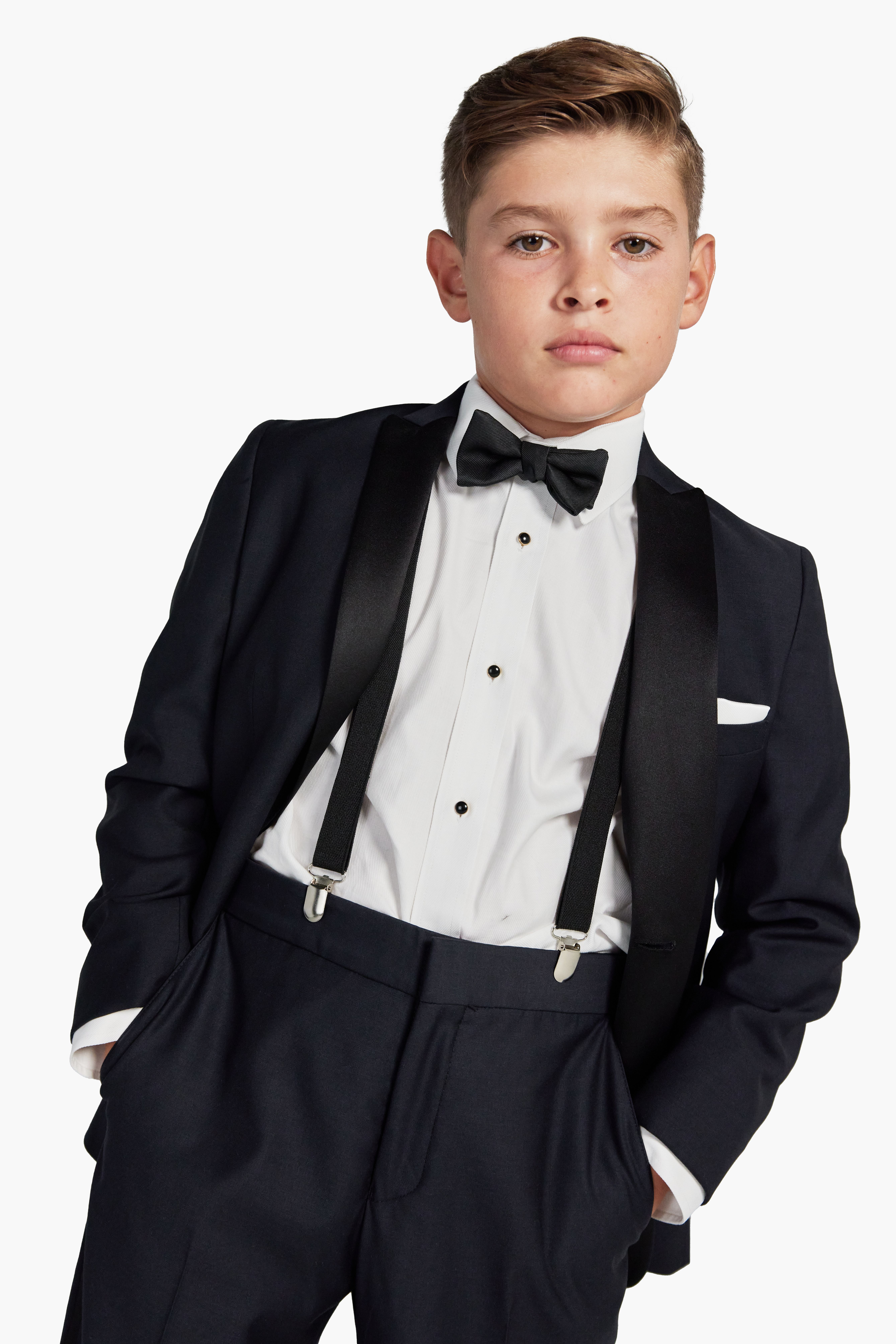 Black Peak Lapel Tuxedo for kids, boys, children, and teens