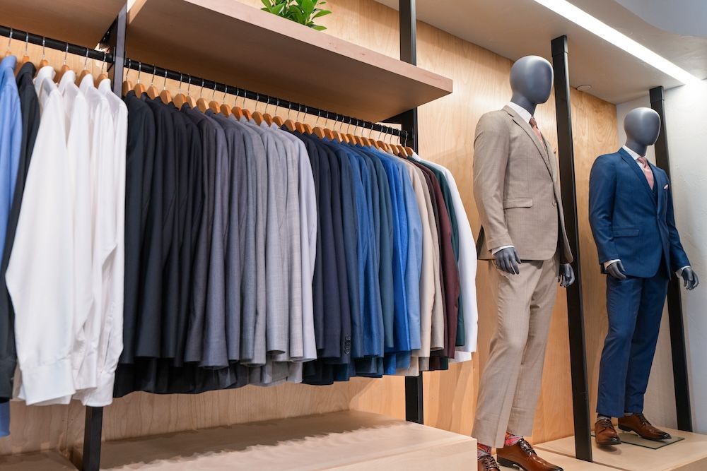 Men's suit and tuxedo rental showroom