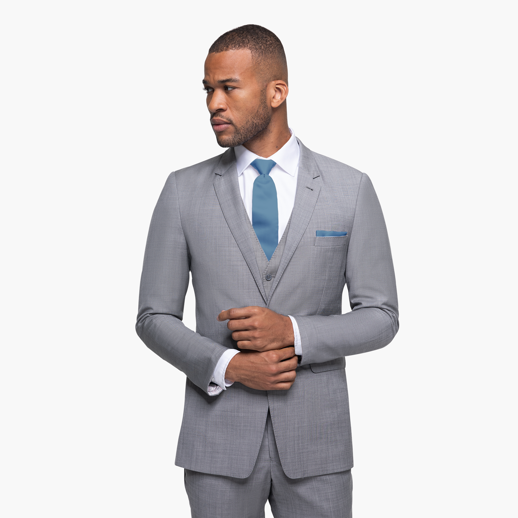 Gray Sharkskin Notch Lapel Suit