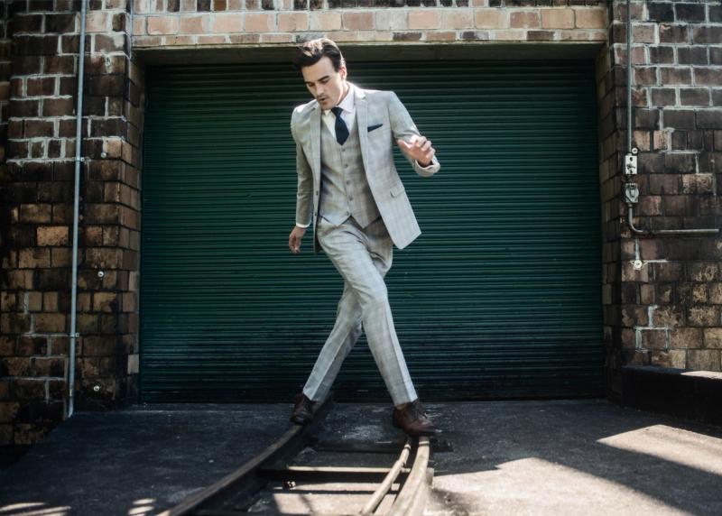 Light Gray Plaid Notch Suit