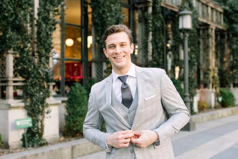 Light Gray Plaid Notch Suit