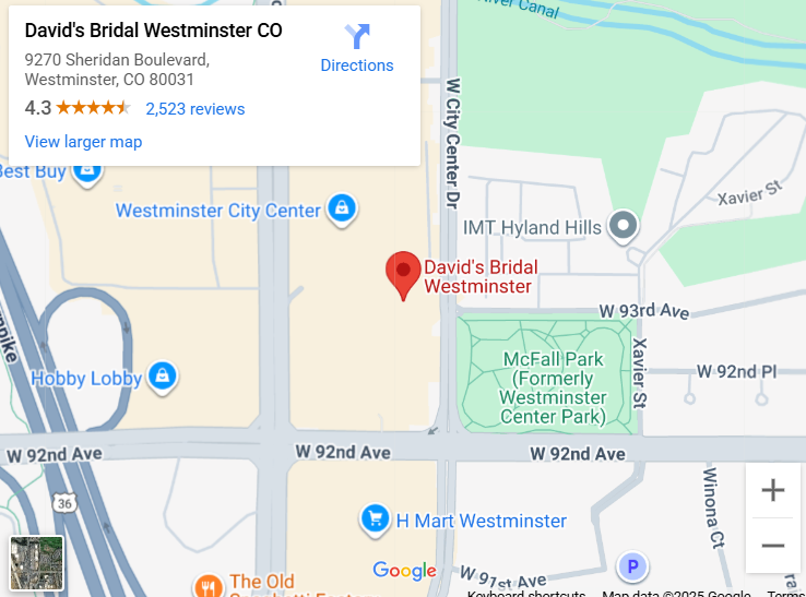 Suit & Tuxedo Rental Showroom in Westminster, CO