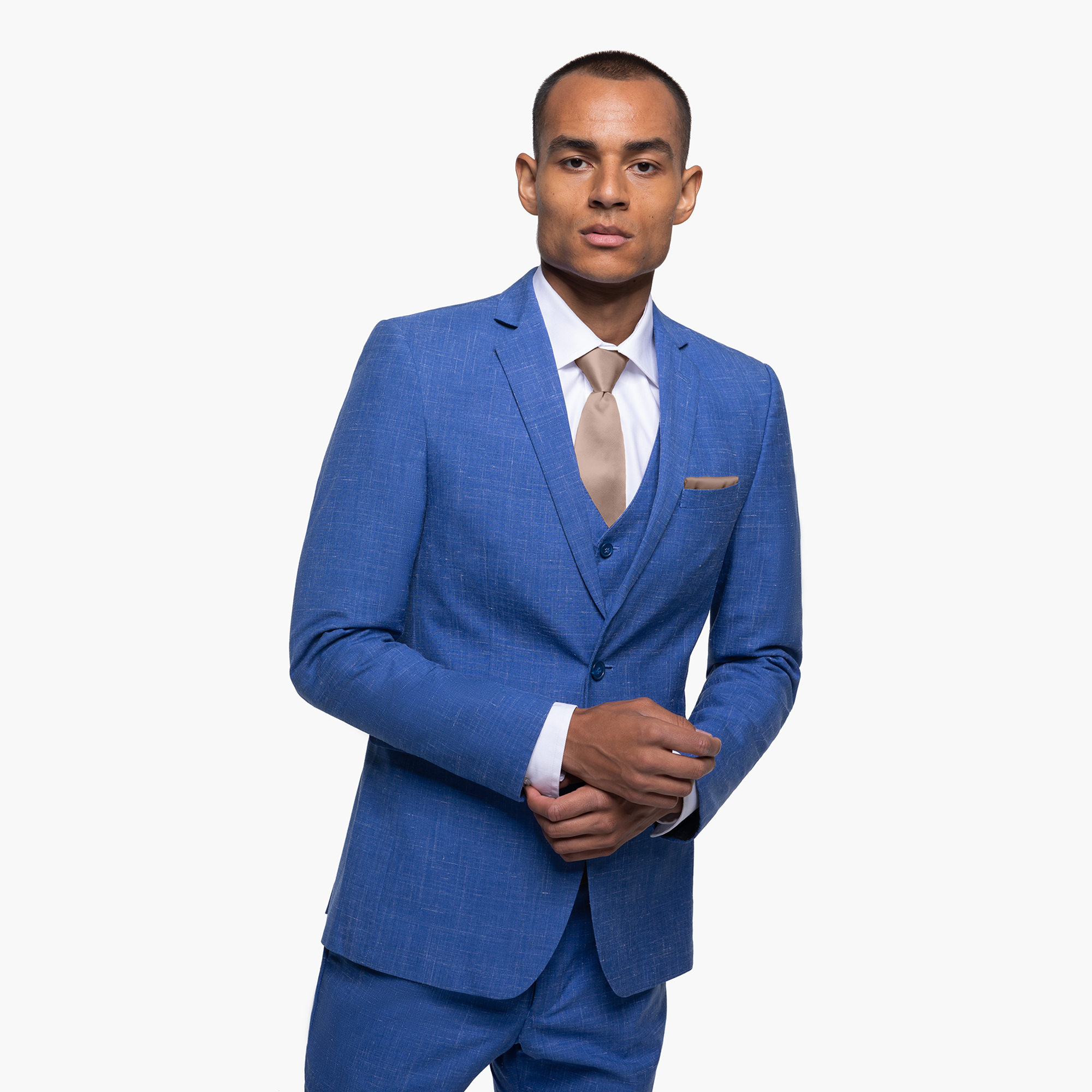 Indigo Blue notch lapel Suit on male model