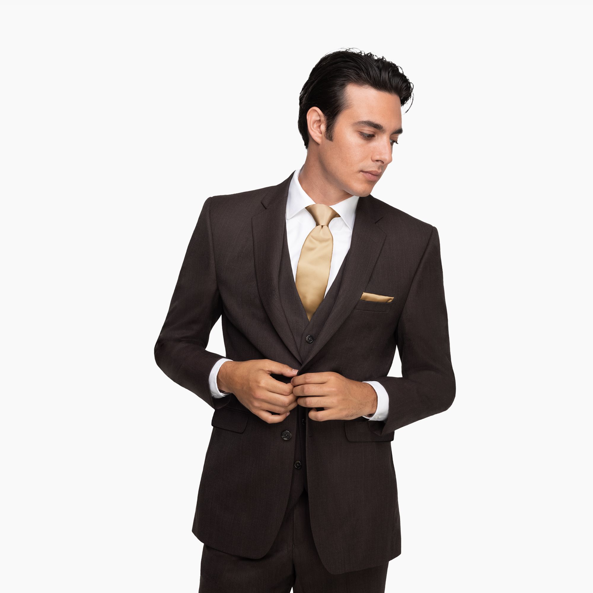 A man wearing our Allure Dark Brown Suit