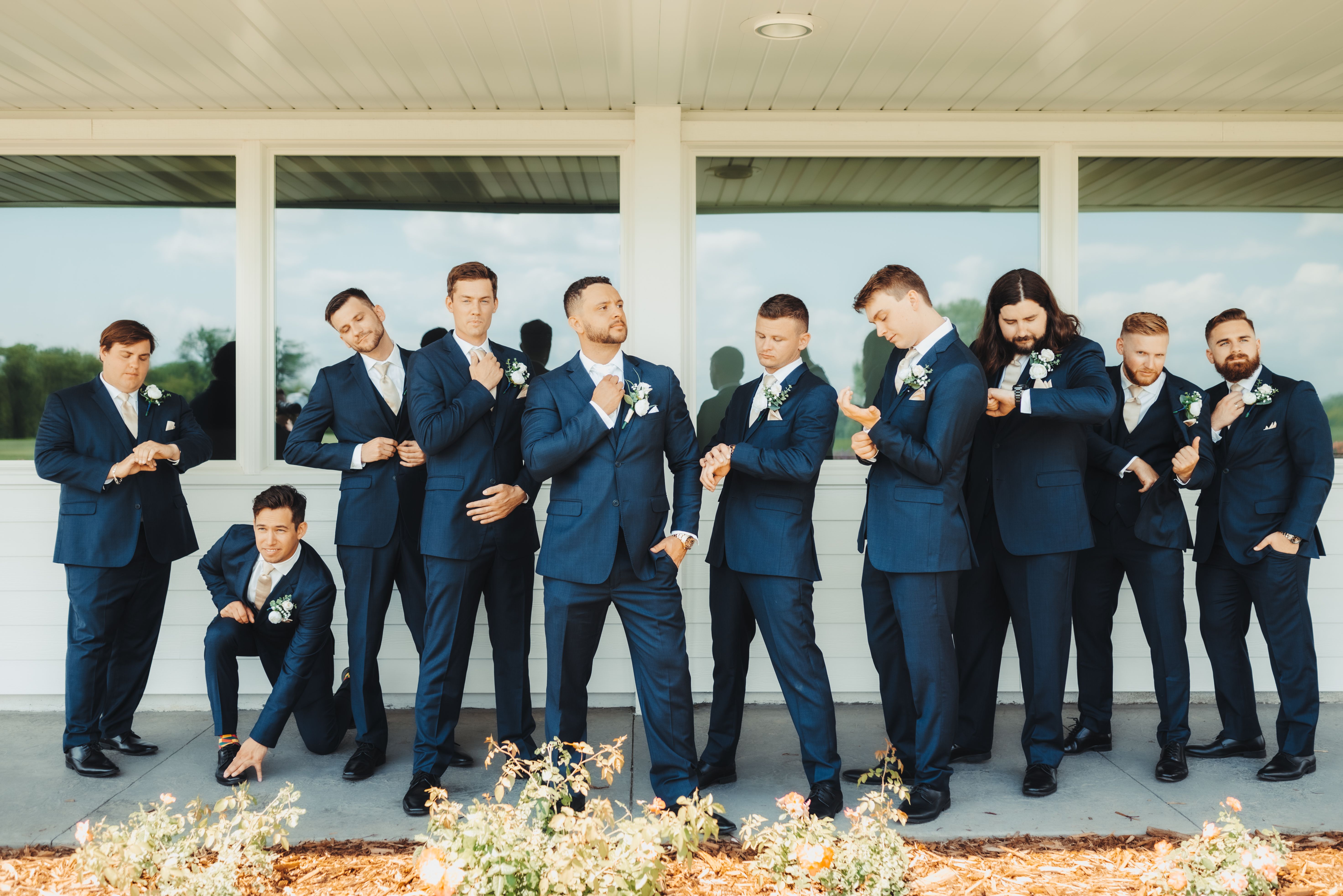 Invite your groomsmen and wedding party to Generation Tux to perfectly match suit and tuxedo rentals