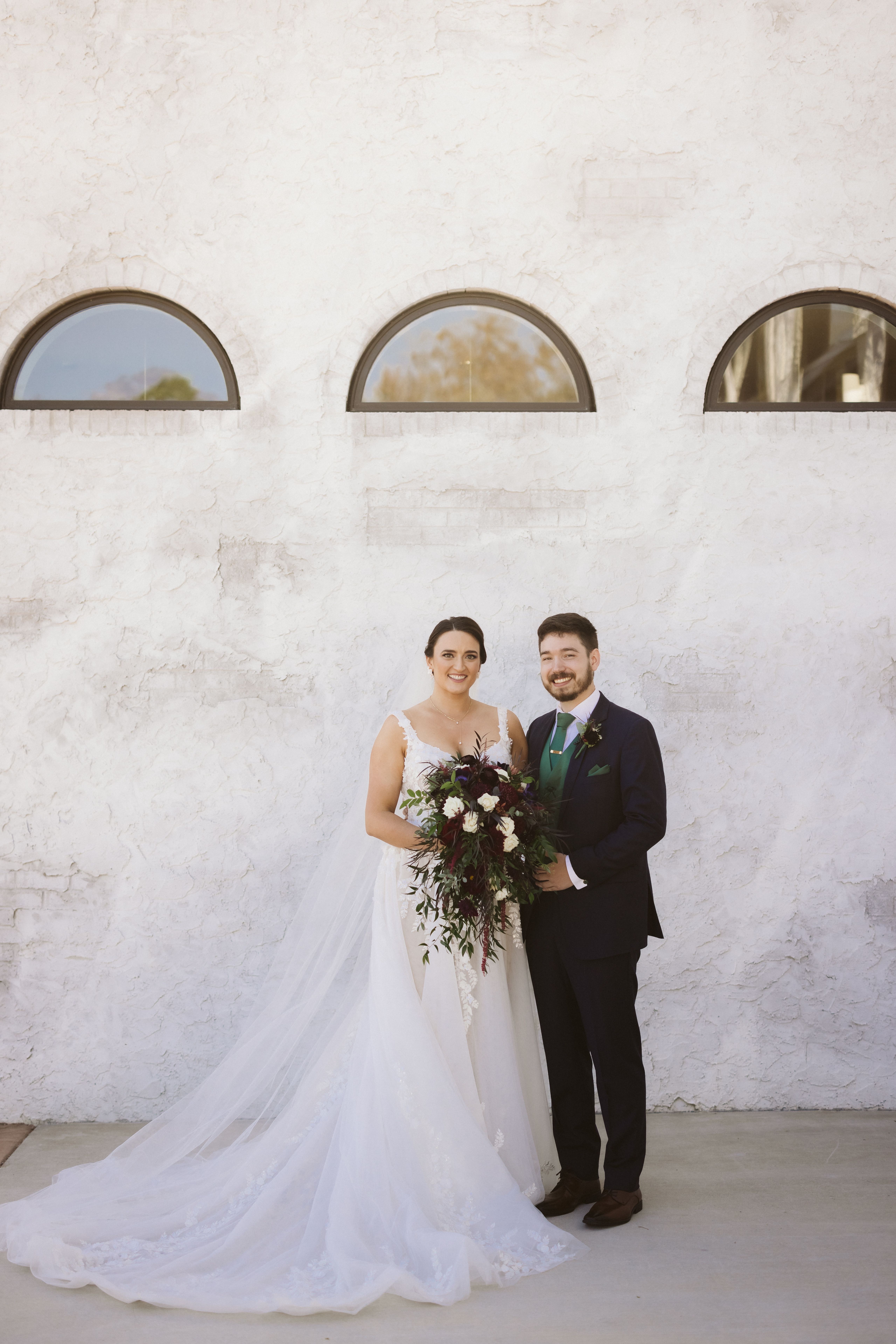 Bride and Groom in black suit
