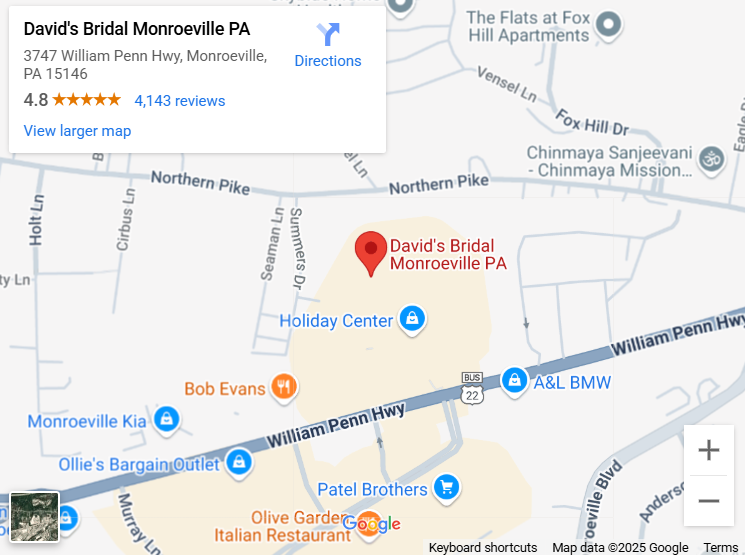 Suit & Tuxedo Rental Showroom in Monroeville, PA