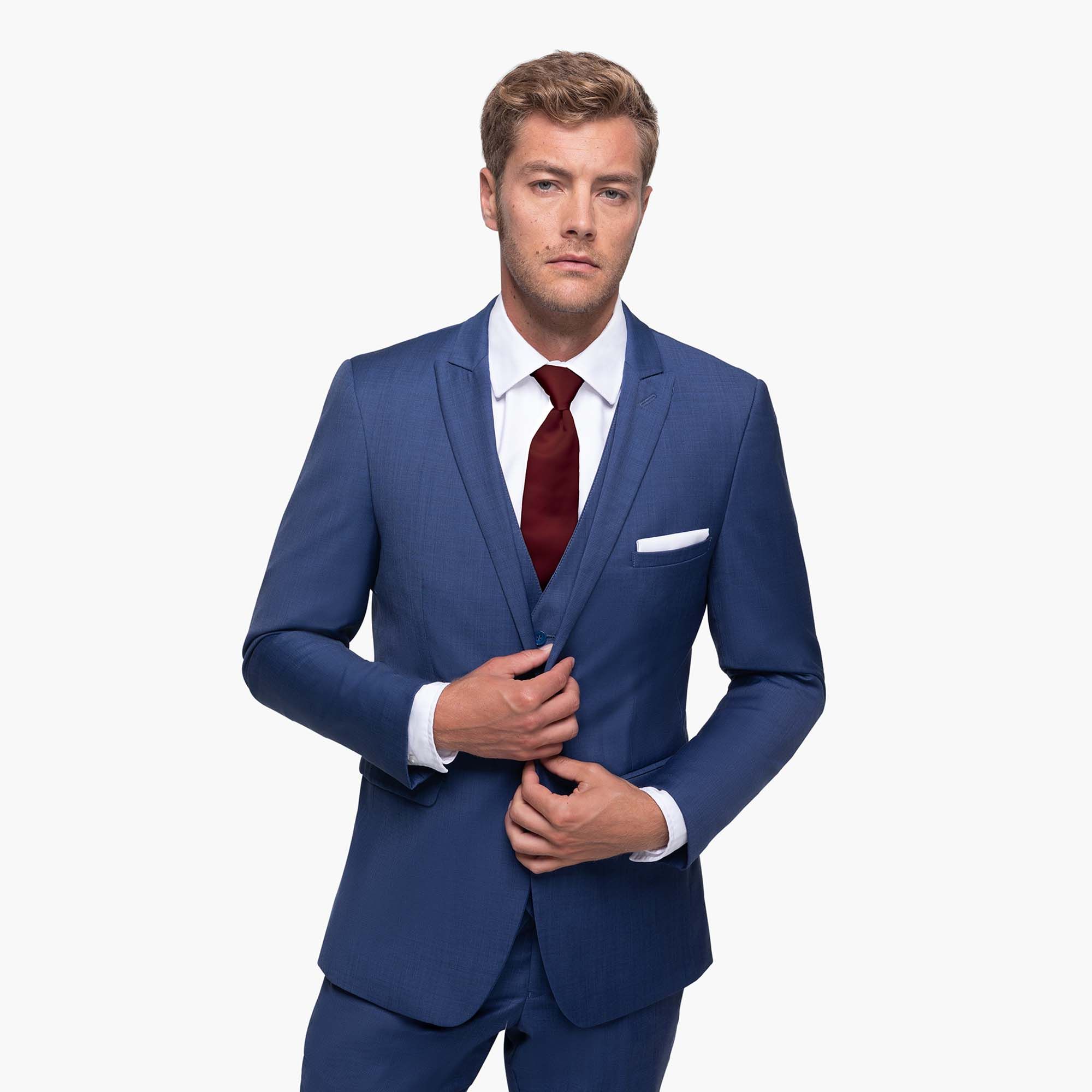 Jewel-toned Mystic Blue Suit on male model