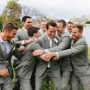 Gray Sharkskin Suit - Image by Jake and Katie Photography