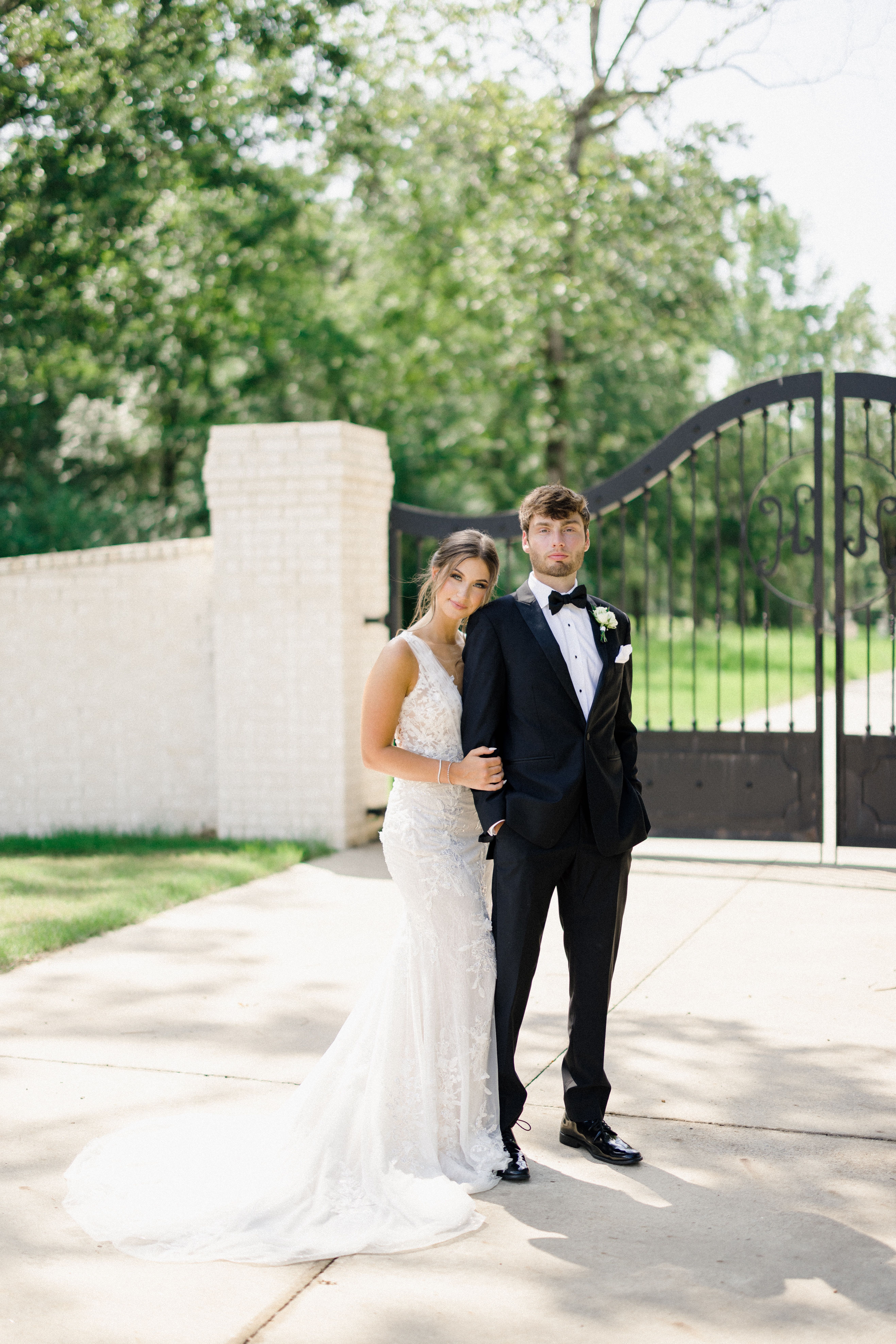 Bride and Groom in black tuxedo 