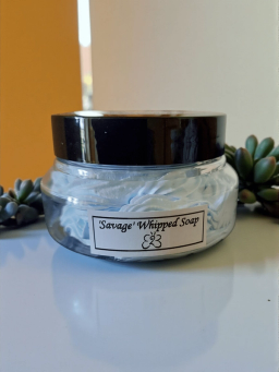 label view of savage whipped soap