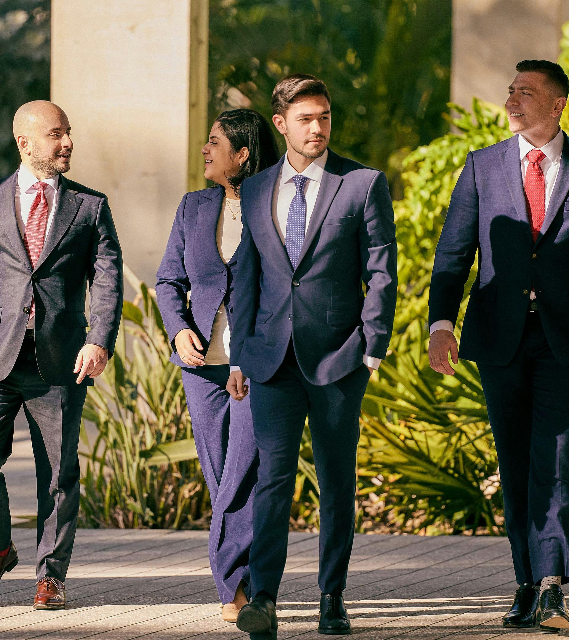 Lawyers standing outside office
