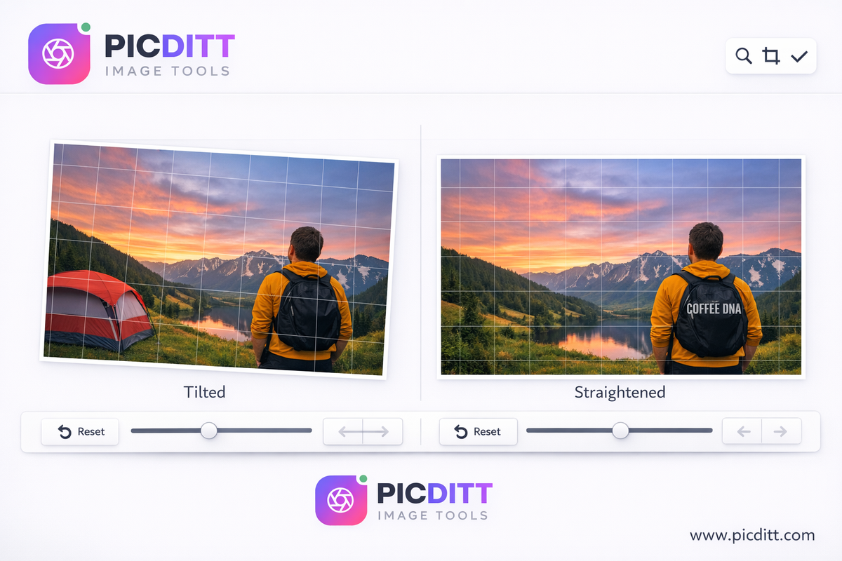 photo straightening using grid overlay alignment