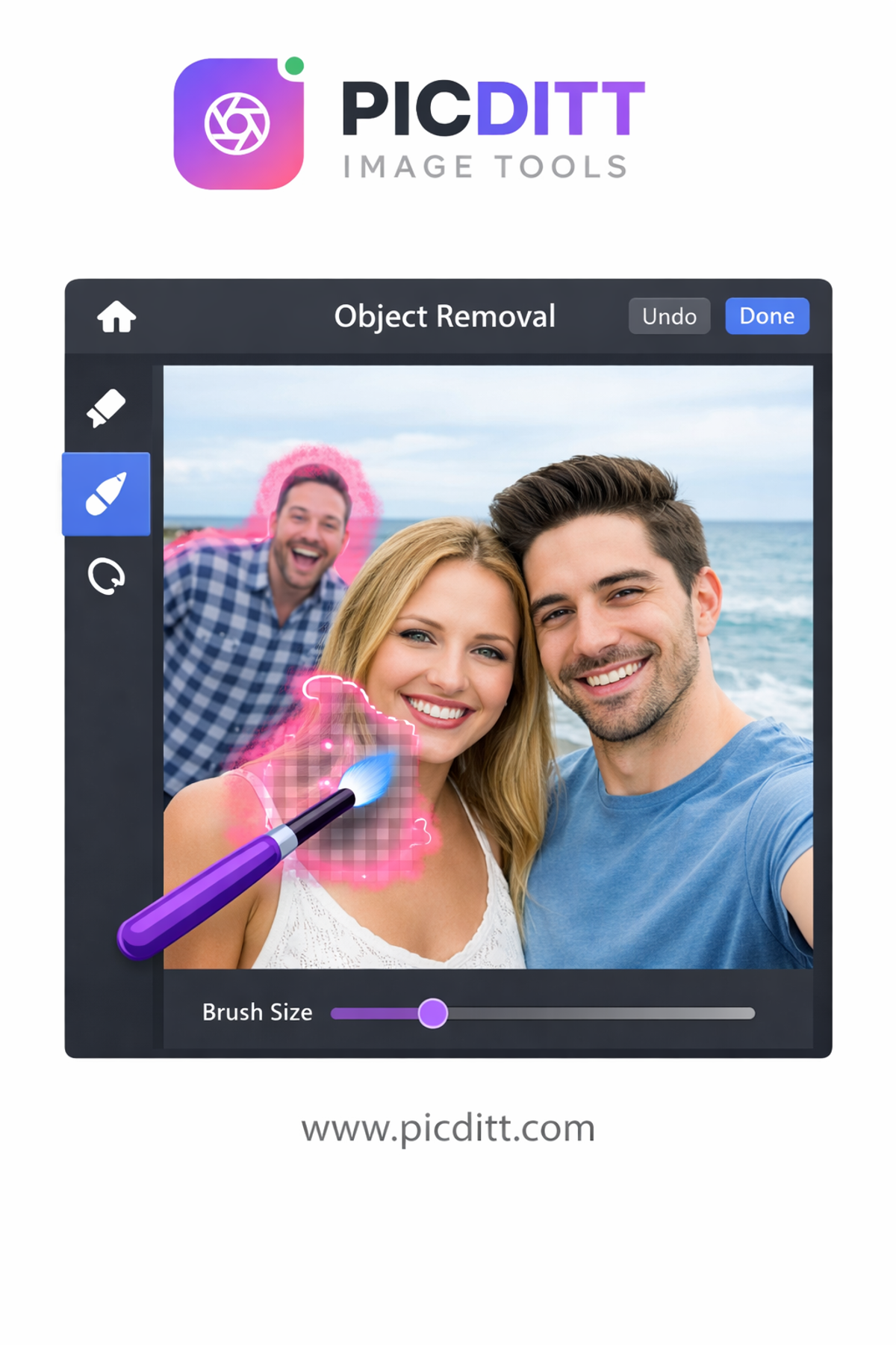Using brush tool to remove object from image