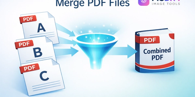 Illustration showing multiple individual PDF files being merged together into one single combined PDF document
