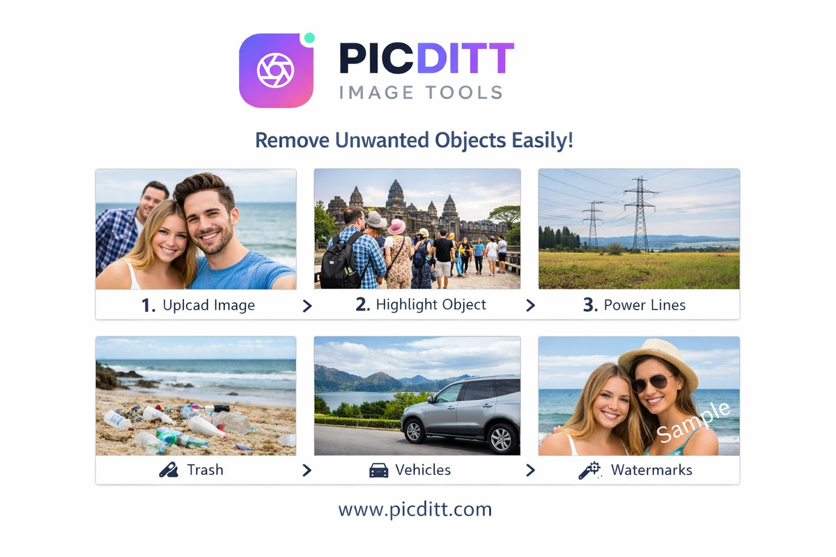 Examples of objects that can be removed using AI tool
