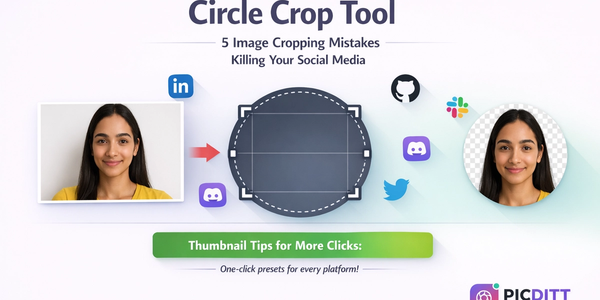 Rectangular photo being cropped into a perfect circle for use as profile picture on LinkedIn GitHub Slack Discord and other platforms
