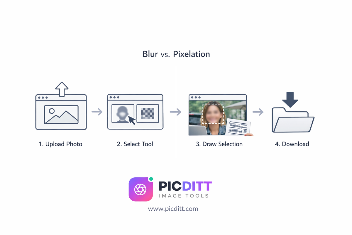 step by step blur pixelate process interface