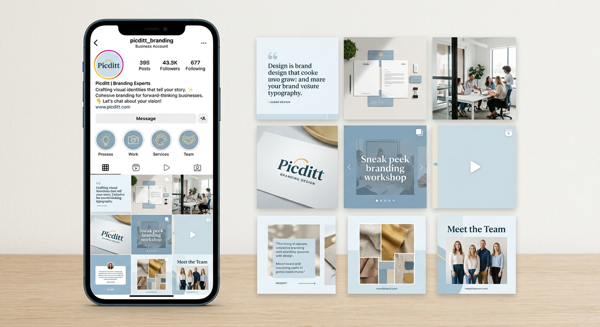 instagram business profile using grid layout for branding