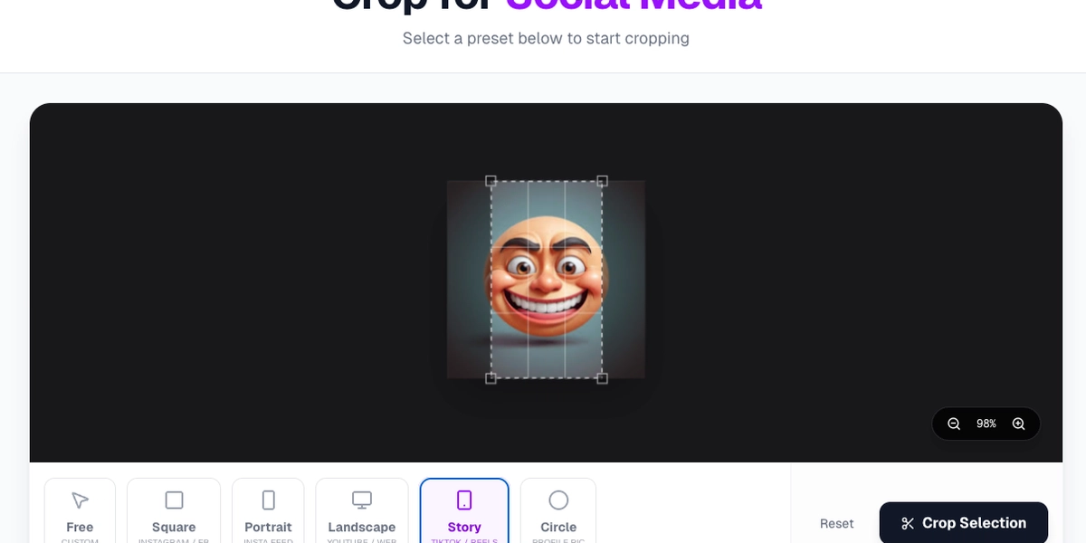 Free Social Media Sizes Cropper: Perfect Instagram, YouTube & TikTok Photos Online
