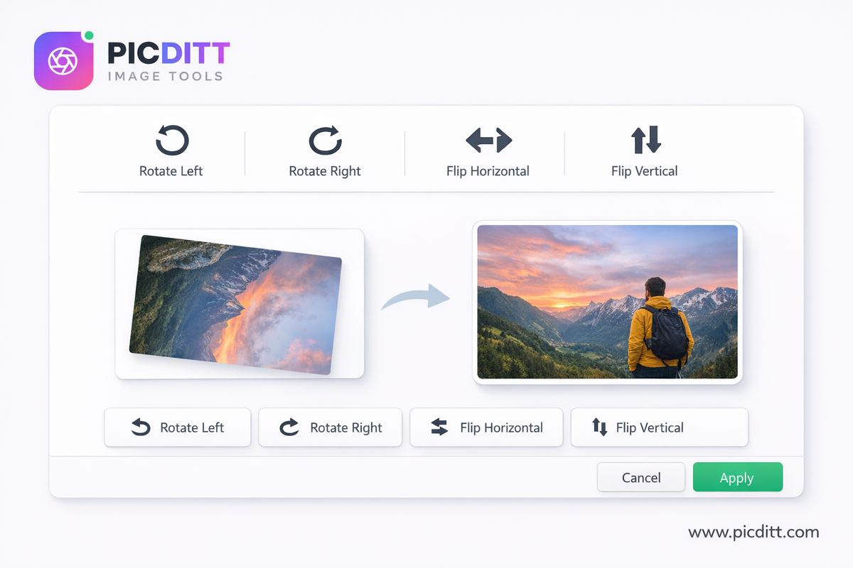 image rotation and flip controls interface example