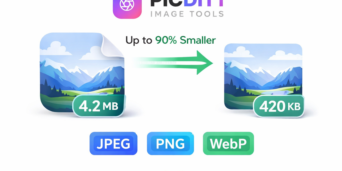 Large high resolution image file being compressed to 90 percent smaller file size using a free online image compressor while maintaining visual quality
