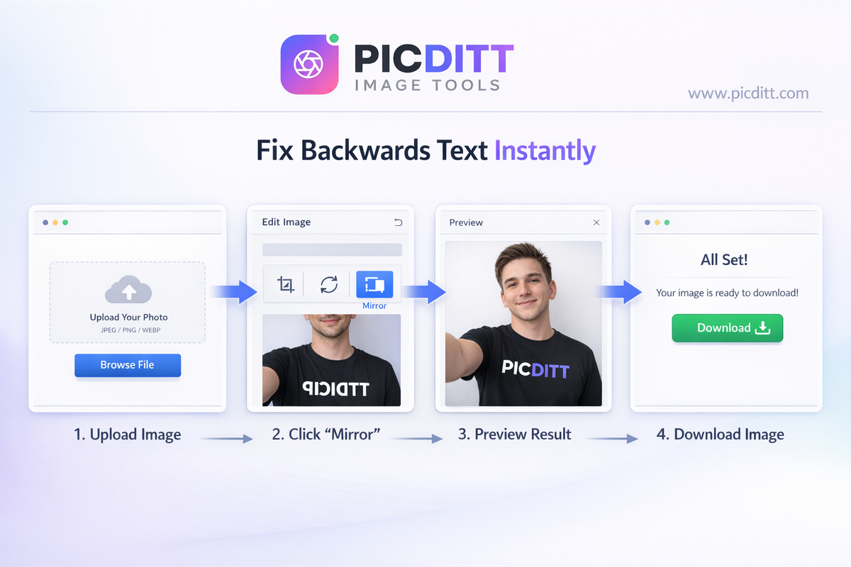 steps to fix backwards text using online mirror tool