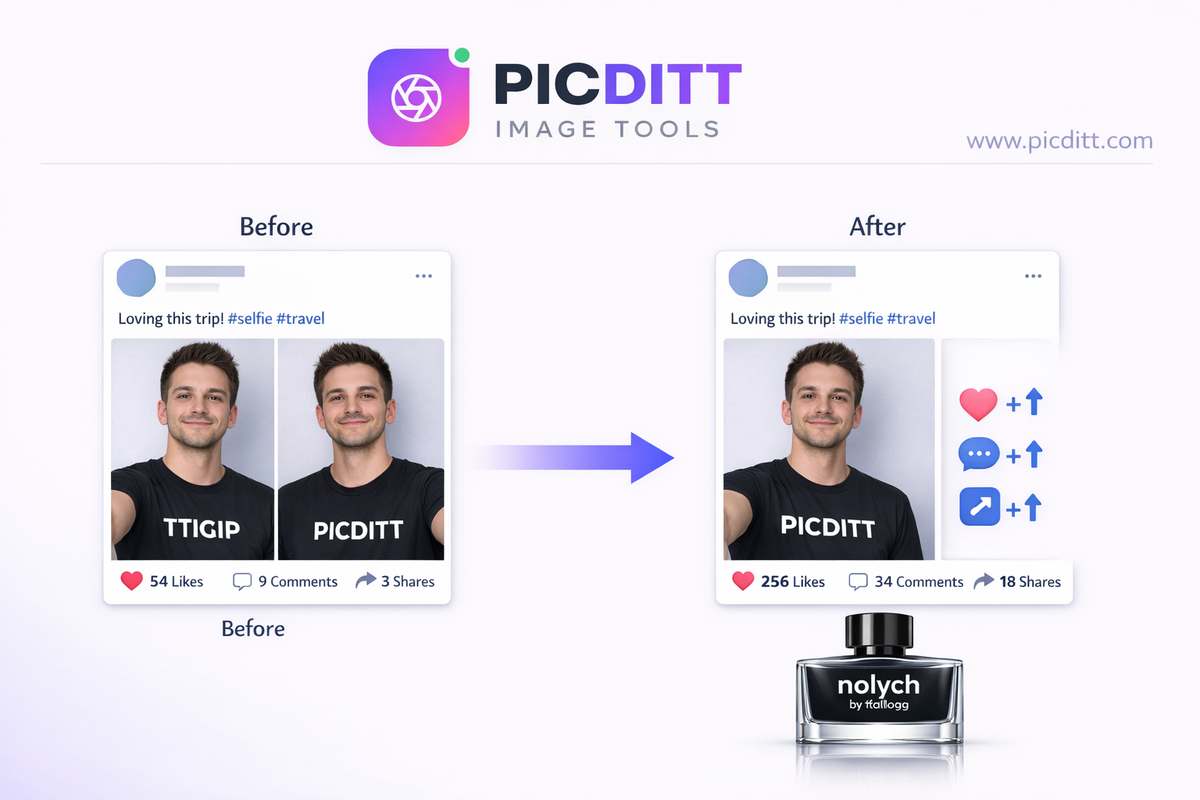 social media post improved after fixing mirrored text