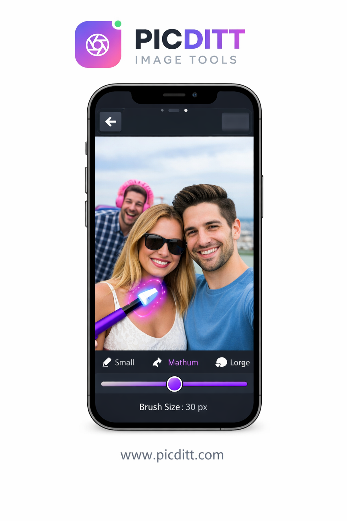Magic eraser tool working on mobile device