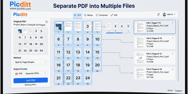 Split PDF into individual pages using free online tool without Adobe