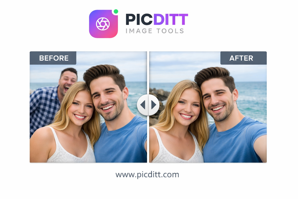 Before and after image showing object removal